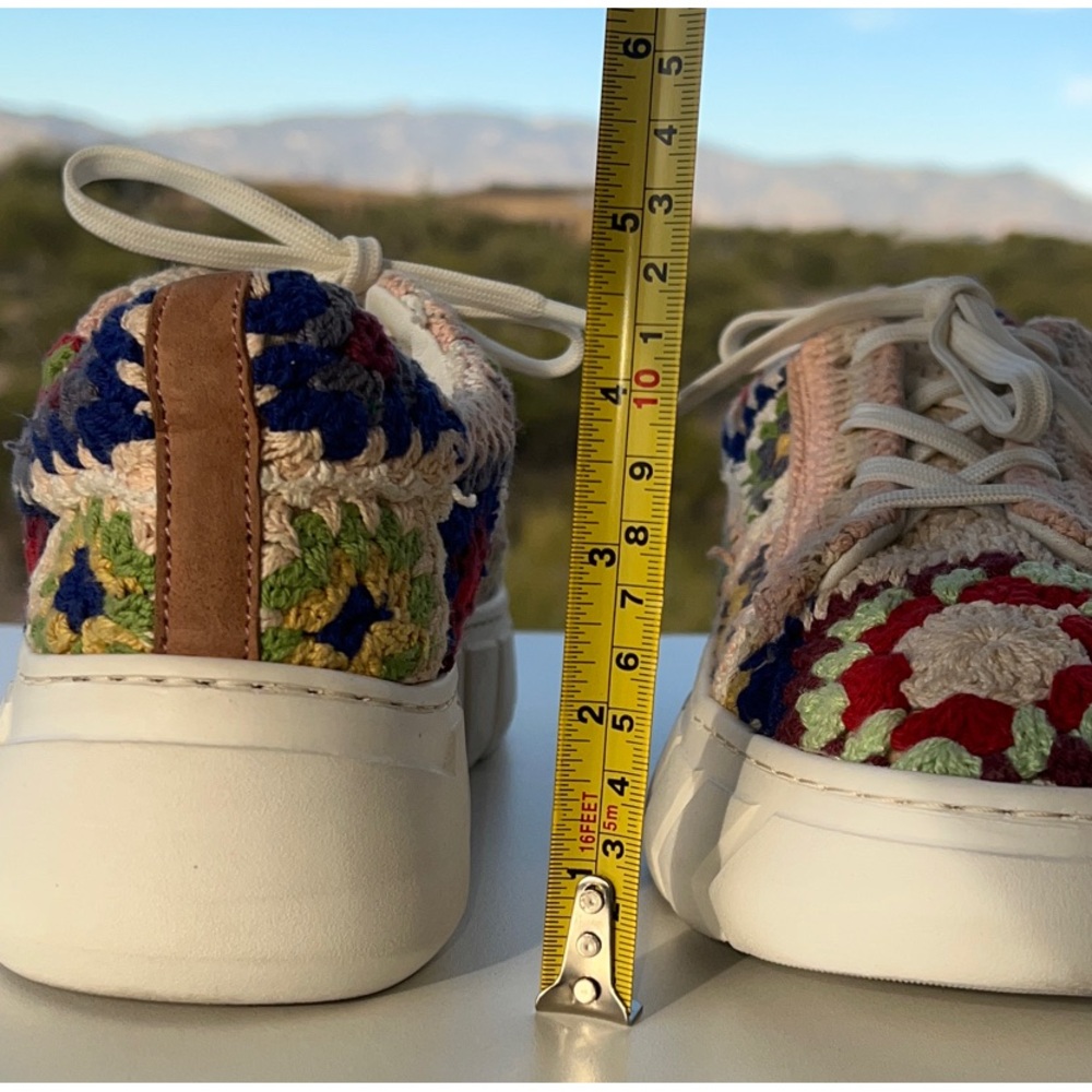Free People Catch Me If You Can Multicolor Floral Crochet Platform Sneakers - Picture 8 of 12